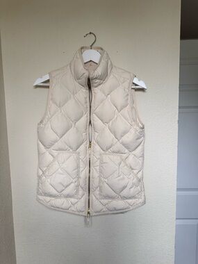 J. Crew Quilted Cream Puffer Vest